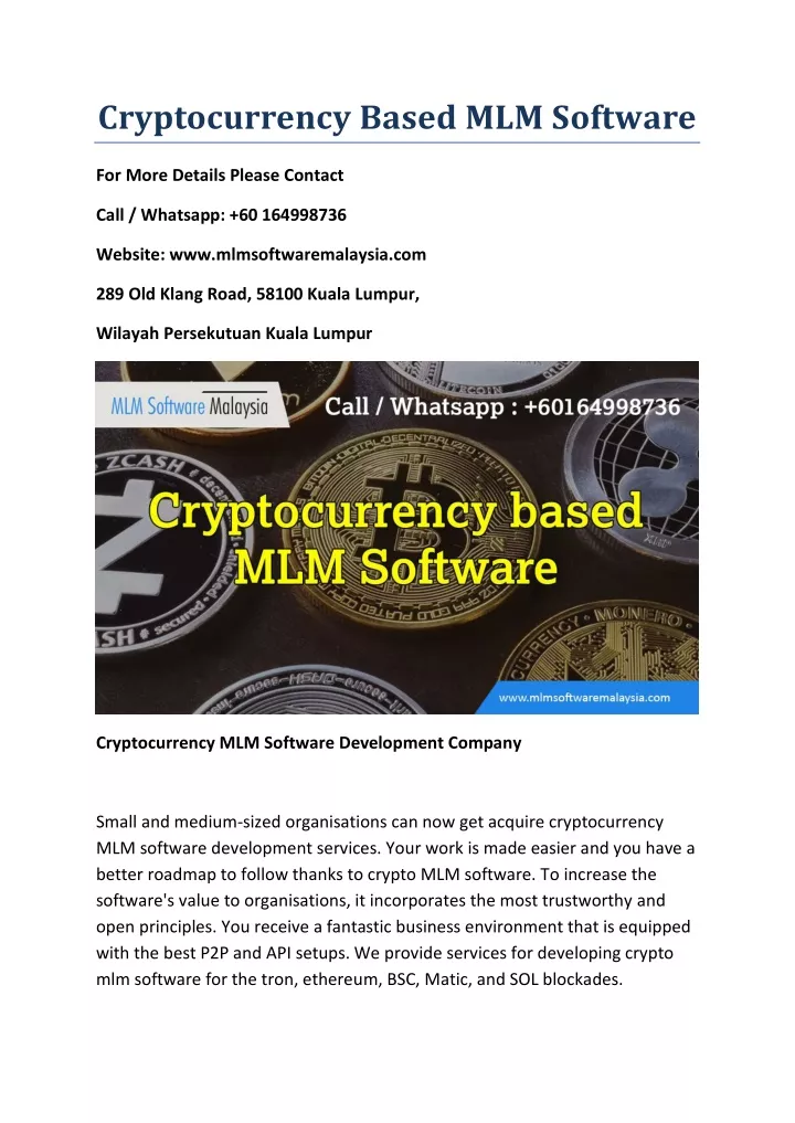 cryptocurrency based mlm software