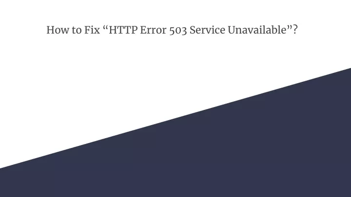 how to fix http error 503 service unavailable