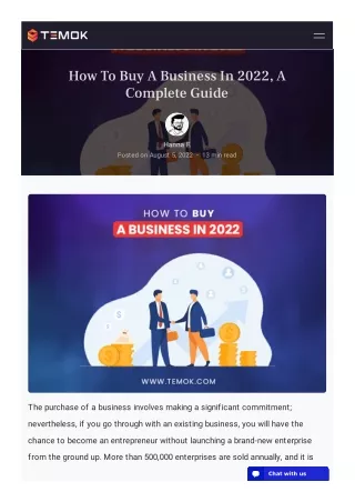 How To Buy A Business In 2022, A Complete Guide