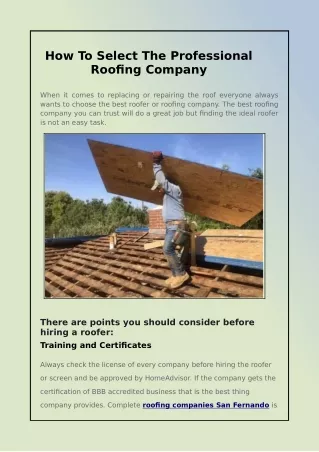 Advice On Choosing A Roofing Contractor