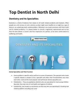 Top Dentist in North Delhi