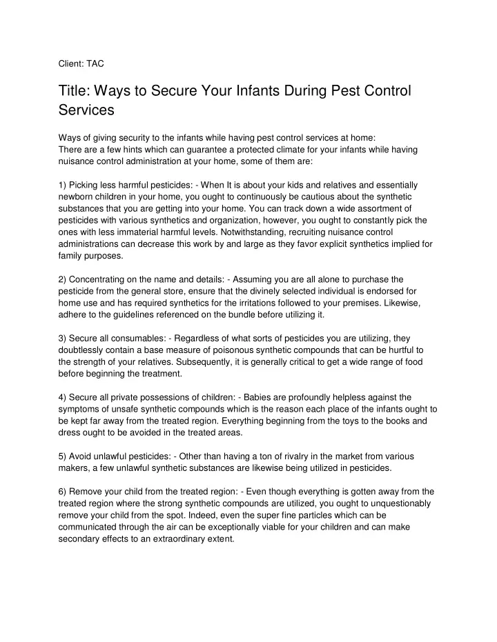 client tac title ways to secure your infants