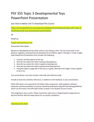 psy 355 topic 3 developmental toys powerpoint