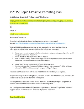 psy 355 topic 4 positive parenting plan