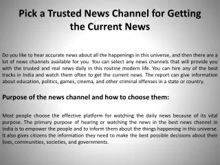 Pick a Trusted News Channel for Getting the Current News