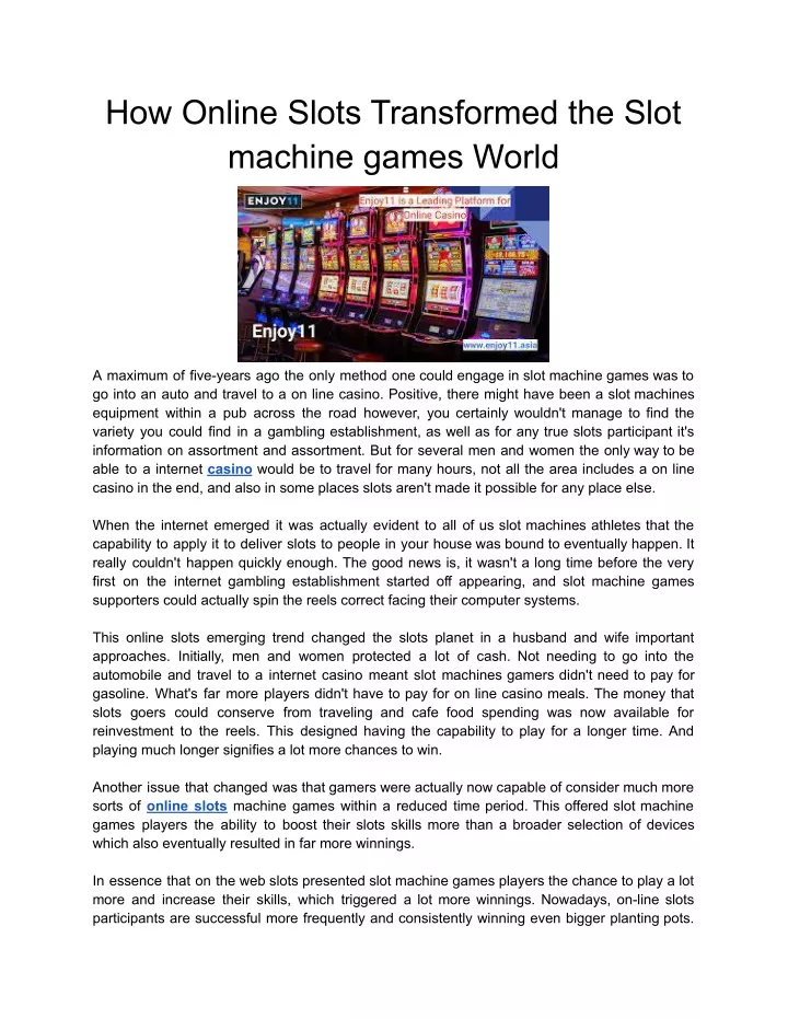 how online slots transformed the slot machine