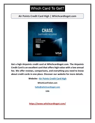 Air Points Credit Card High | Whichcardtoget.com
