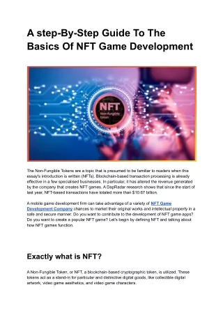 A Step-By-Step Guide To The Foundations Of NFT Game Development