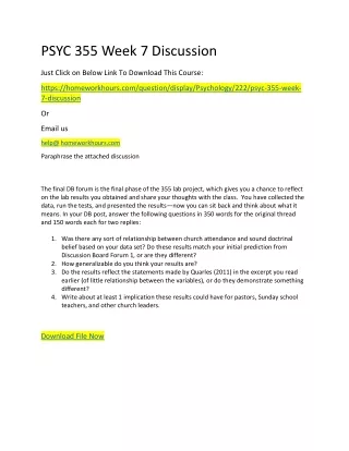 psyc 355 week 7 discussion