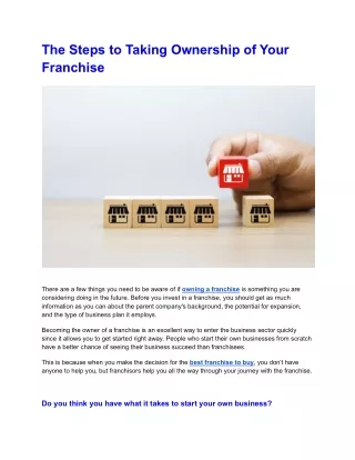 the steps to taking ownership of your franchise