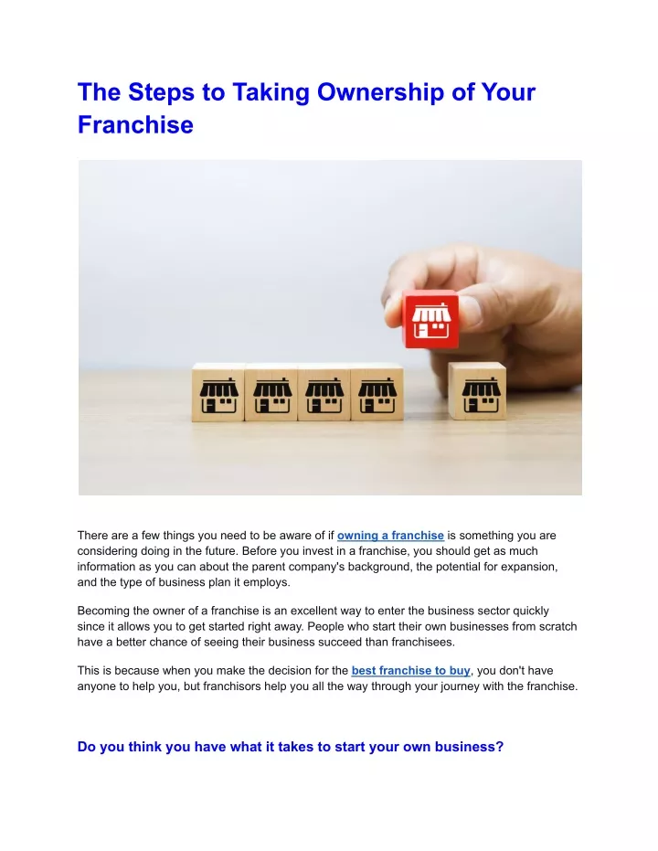 the steps to taking ownership of your franchise