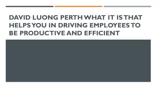 David Luong Perth What It Is That Helps You In Driving Employees To Be Productive And Efficient