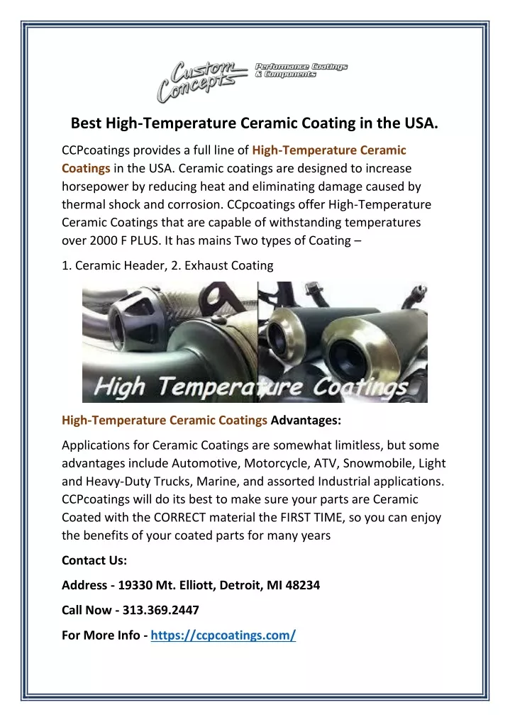 best high temperature ceramic coating in the usa