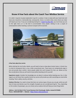 Know A Few Facts About The Coach Tour Minibus Service