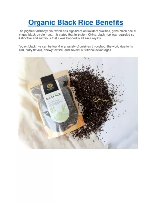 Organic Black Rice Benefits