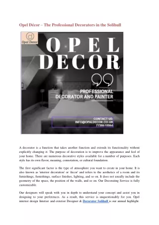 Opel Décor – The Professional Decorators in the Solihull.ppt