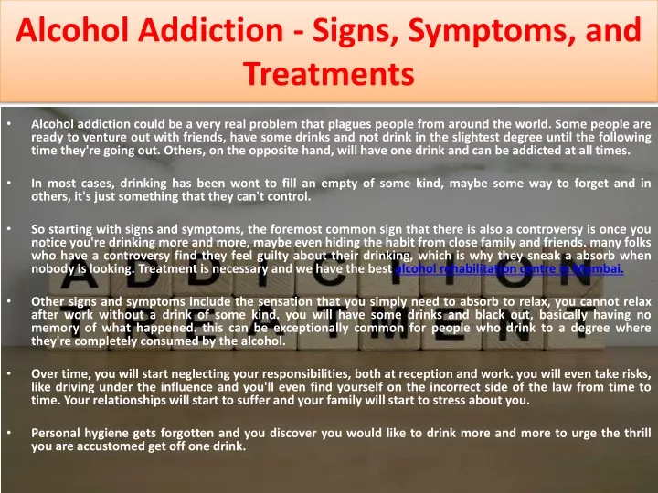 alcohol addiction signs symptoms and treatments