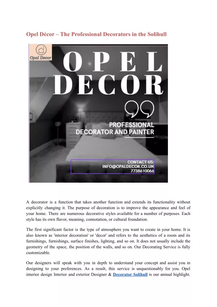 opel d cor the professional decorators