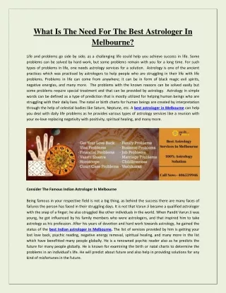 What Is The Need For The Best Astrologer In Melbourne?