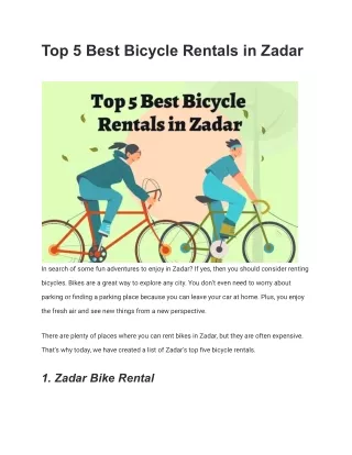 Top 5 Best Bicycle Rentals in Zadar