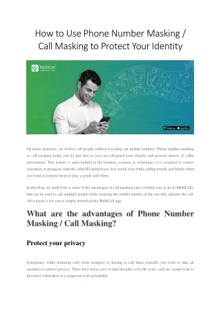 How to Use Phone Number Masking Call Masking to Protect Your Identity