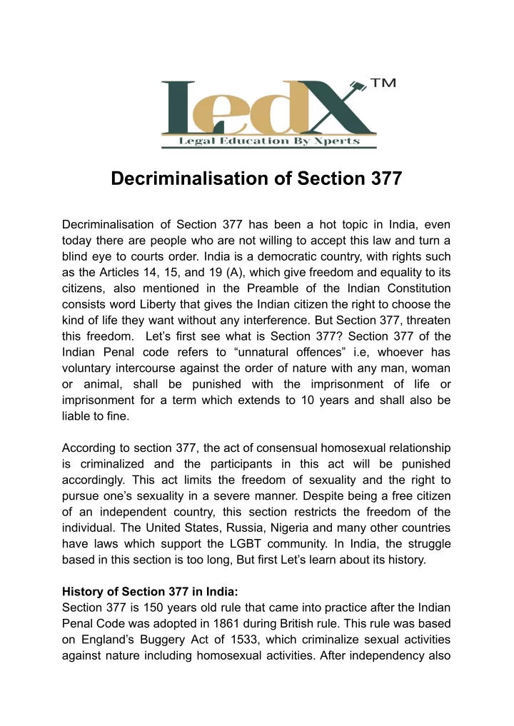 decriminalisation of section 377