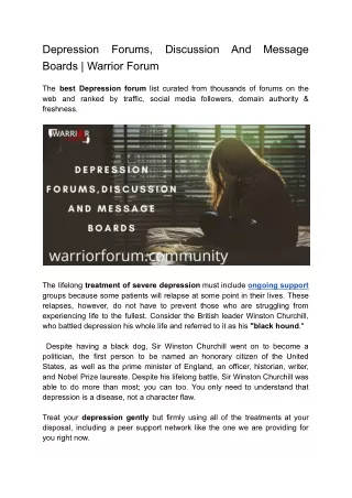 depression boards warrior forum