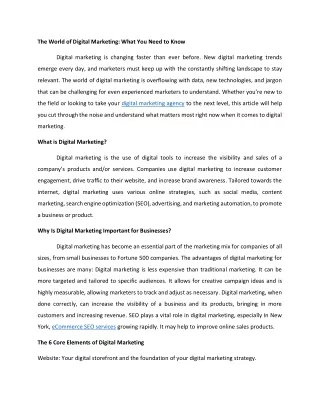 the world of digital marketing what you need