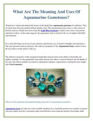 what are the meaning and uses of aquamarine