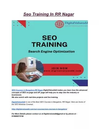 seo training in rr nagar