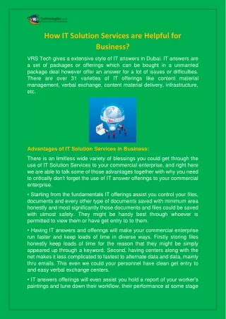 how it solution services are helpful for business
