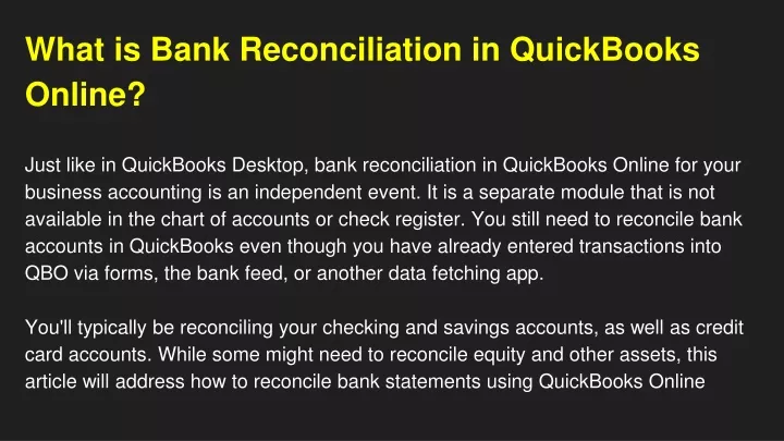 what is bank reconciliation in quickbooks online