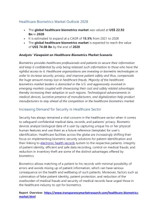 healthcare biometrics market outlook 2028