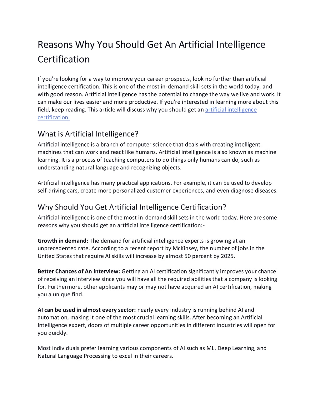 PPT - Reasons Why You Should Get An Artificial Intelligence ...