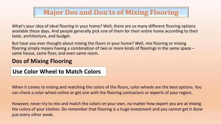 major dos and don ts of mixing flooring