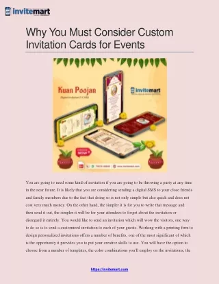Why You Must Consider Custom Invitation Cards for Events