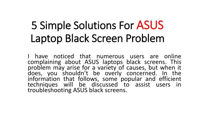 5 simple solutions for asus laptop black screen problem