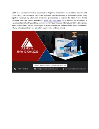 adisa 2022 provides tremendous opportunity
