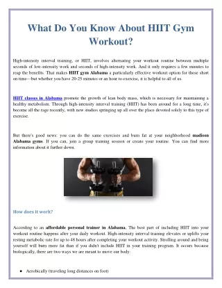 what do you know about hiit gym workout