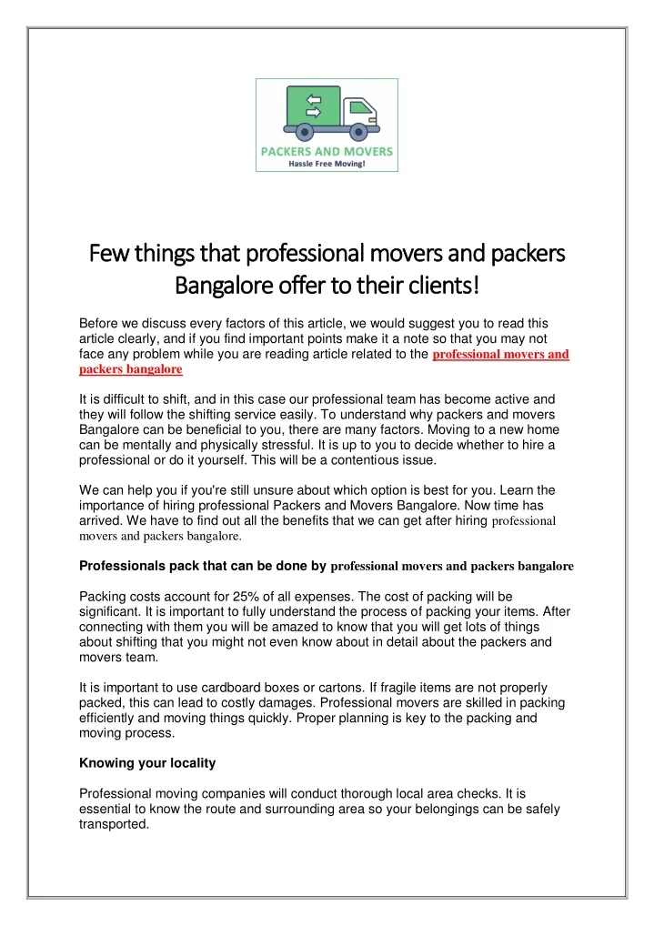 few things that professional movers and packers