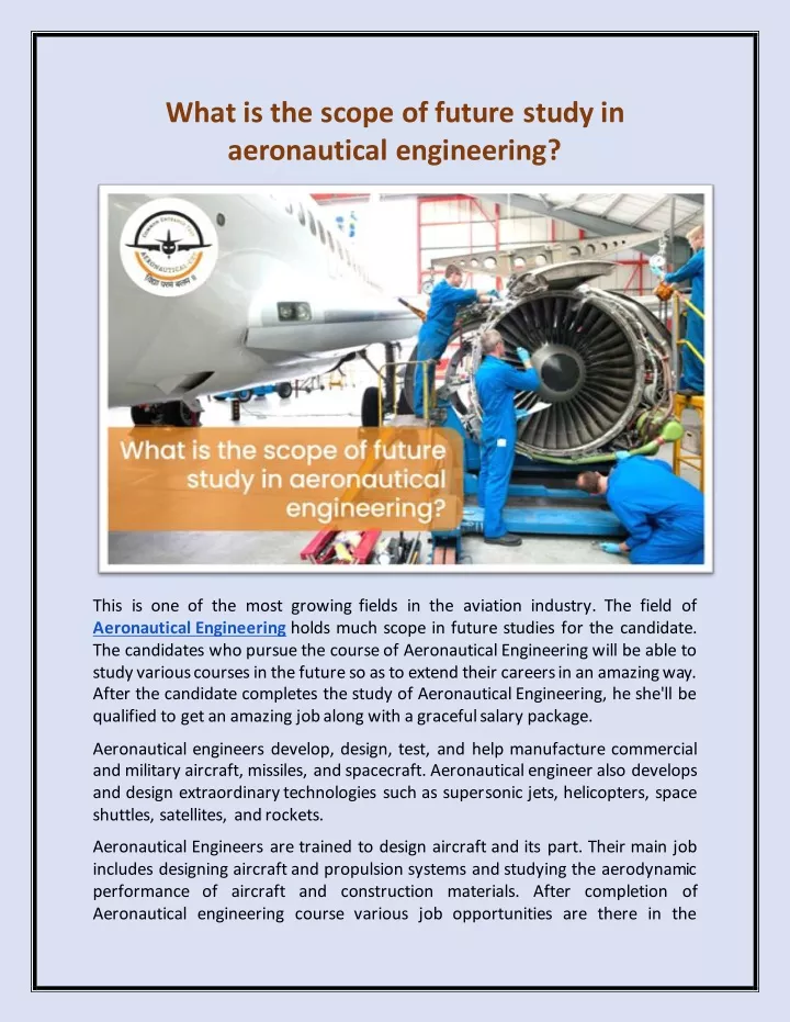 what is the scope of future study in aeronautical