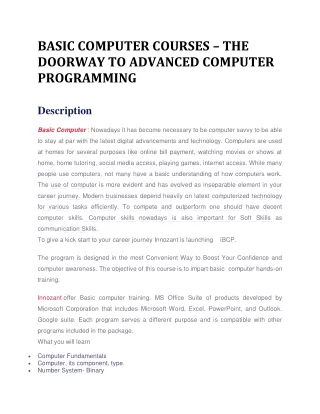 BASIC COMPUTER COURSES – THE DOORWAY TO ADVANCED COMPUTER PROGRAMMING (1)