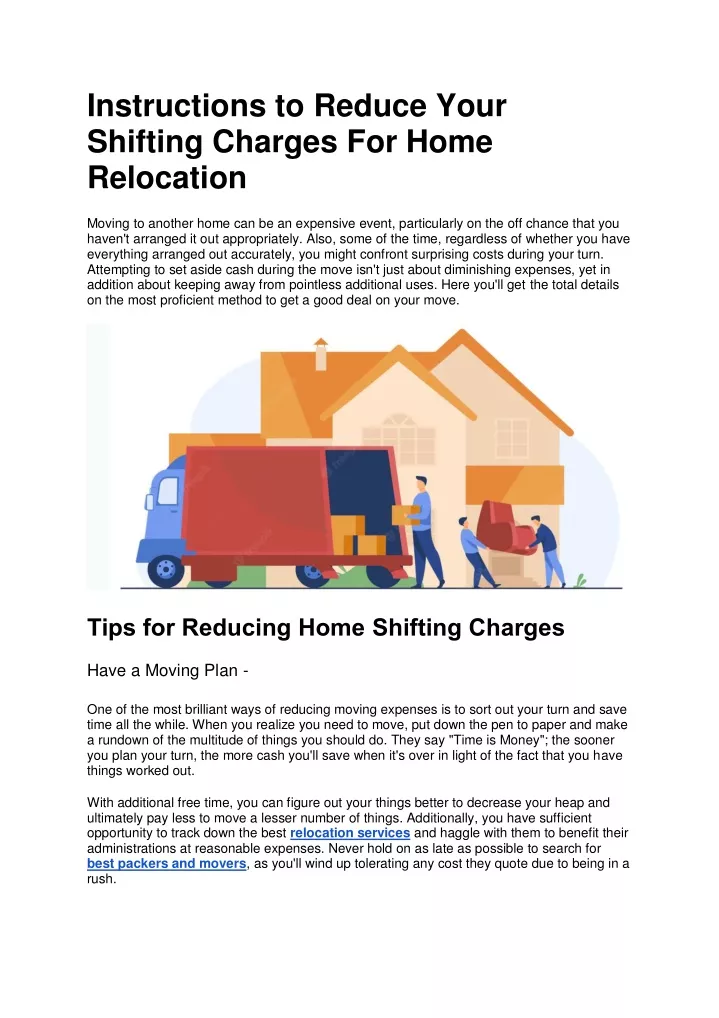 instructions to reduce your shifting charges
