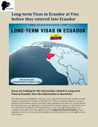 Affordable Long-term Visa in Ecuador