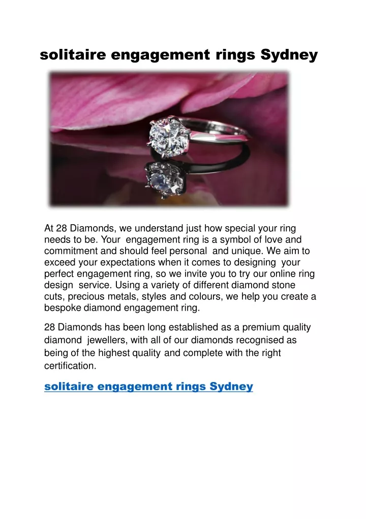solitaire engagement rings sydney