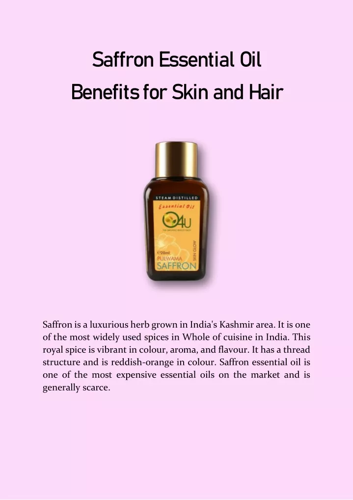 saffron essential oil benefits for skin and hair