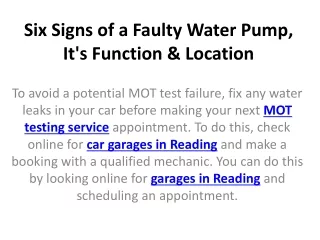 six signs of a faulty water pump it s function location