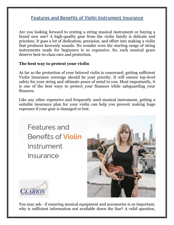 features and benefits of violin instrument