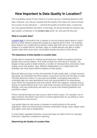 how important is data quality in location