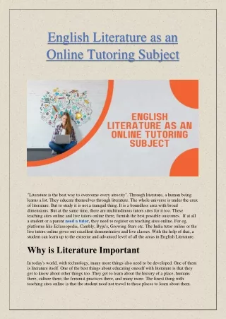 english literature as an online tutoring subject